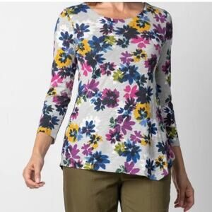 Habitat Floral 3/4 Length Sleeve Cotton Size Small Pullover Shirt